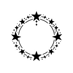 Celestial Star Wreath: Minimalist Black & White Vector Design