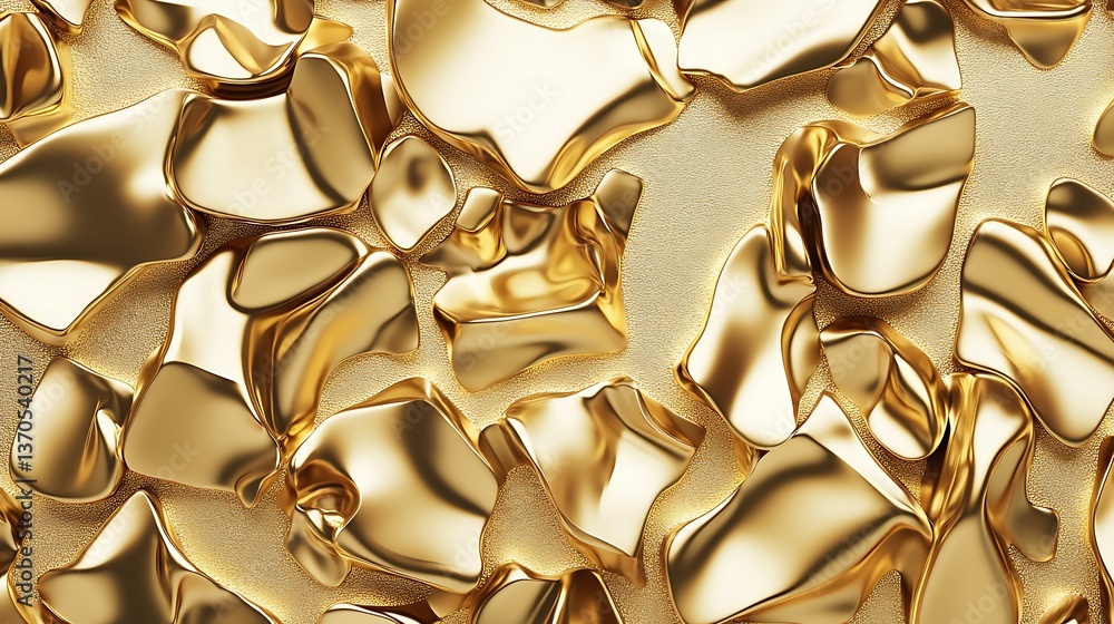 Poster abstract golden shapes resembling organic forms creating an artistic texture