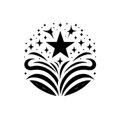 Black Starburst Emblem on White, Minimalist Design