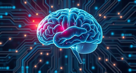 Brain Connected to Circuitry Representing Artificial Intelligence and Neural Network