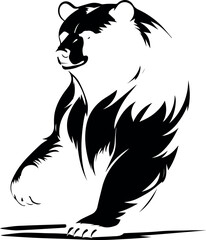 Fototapeta premium Stylized black bear silhouette in tribal art style, featuring bold curves and abstract shapes. Perfect for tattoos, logos, or wildlife-themed designs.