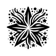 Black and White Starburst Mandala Design, Geometric Ornament