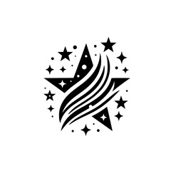 Abstract Starburst Logo in Black & White, Minimalist, Elegant