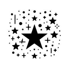 Black & White Starburst Pattern Design Element, Celebratory, Minimalist