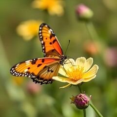 A beautiful butterfly resting on a delicate spring flower, showcasing the vibrant colors of nature in the spring season.