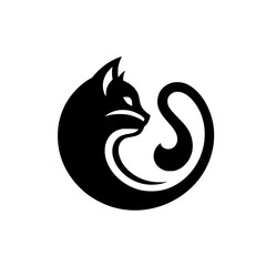 Minimalist Black Cat Logo Design on White, Modern Pet Icon