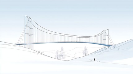 Winter Landscape Suspension Bridge.