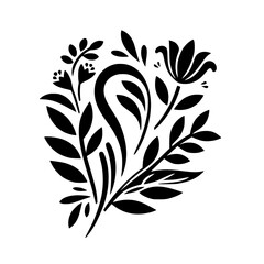 Monochromatic Floral Silhouette Design, Vector Art for Invitations & Decor