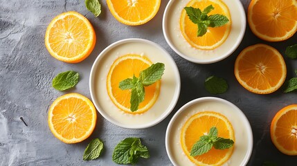 Refreshing Orange Pudding Dessert with Creamy Vla Sauce and Citrus Garnish