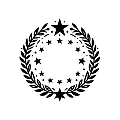 Fototapeta premium Minimalist Star & Wreath Design: Elegant Black & White Illustration
