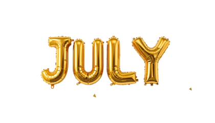 Golden balloon text JULY png