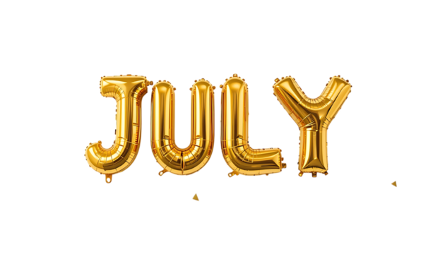 Golden balloon text JULY png