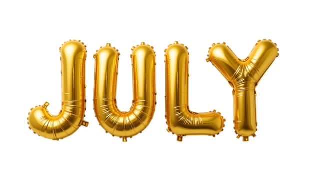 Golden balloon text JULY png