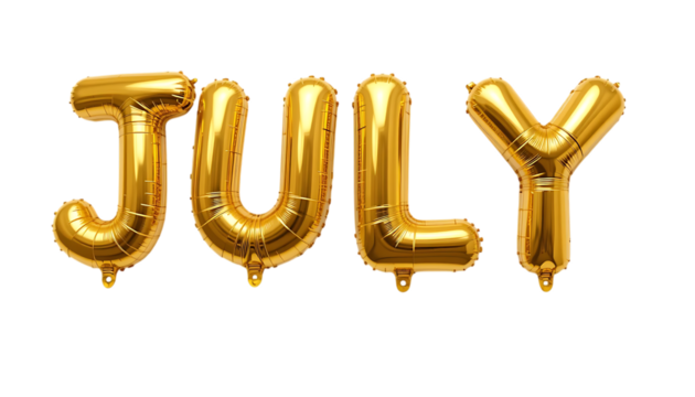 Golden balloon text JULY png