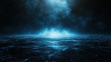 Fototapeta premium Celestial Ocean: A Nighttime Seascape Under a Starlit Sky