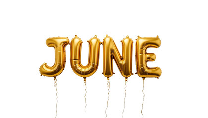 Golden balloon text JUNE png