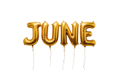 Golden balloon text JUNE png