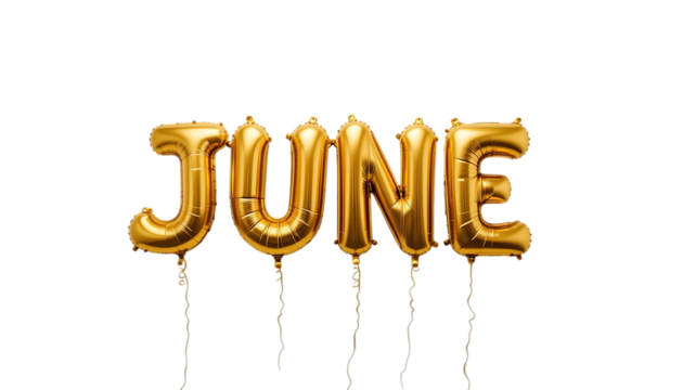 Golden balloon text JUNE png