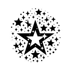 Black and White Starburst: Geometric Stellar Design Element