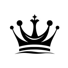 Simple Black Crown Icon on White Background - Royalty, Leadership