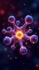 A stunning 3D rendering of a Nicotinamide Adenine Dinucleotide molecule with flames emanating from its structure.