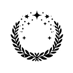 Black & White Celestial Wreath Illustration