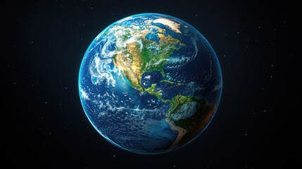 Discovering the beauty of Earth from space with vibrant colors and intricate details of continents in its majestic form