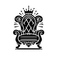 Royal Throne Silhouette with Crown, Elegant Vector Design