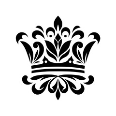 Black & White Ornate Crown Illustration: Elegant, Royal Design