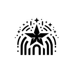 Black Starburst Design with Arch, Minimalist Graphic for Logos & Branding