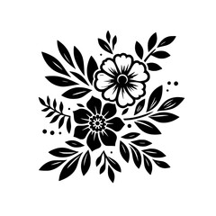 Elegant Black & White Floral Arrangement Illustration