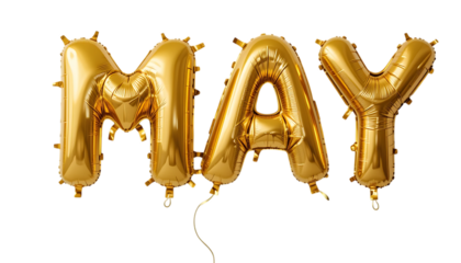 Golden balloon text MAY png