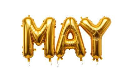 Golden balloon text MAY png