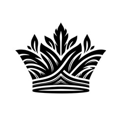 Floral Crown Logo - Black and White Vector Illustration