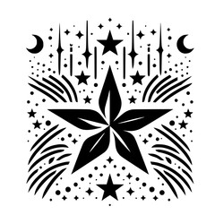 Celestial Starburst Design in Black and White