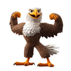Naklejka premium Cartoon Eagle Standing Upright with Muscular Wing Flex