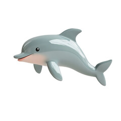 Fototapeta premium Cartoon Dolphin in a Playful Pose with Light Blue Coloring