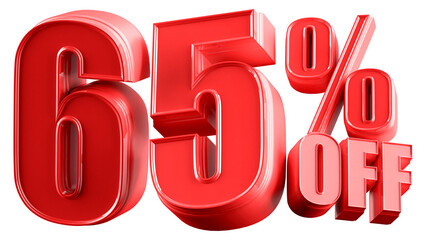 65 Percent Off Sale Red Number Promotion Sign