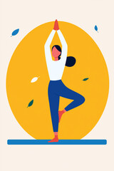 Female yoga tree pose illustration
