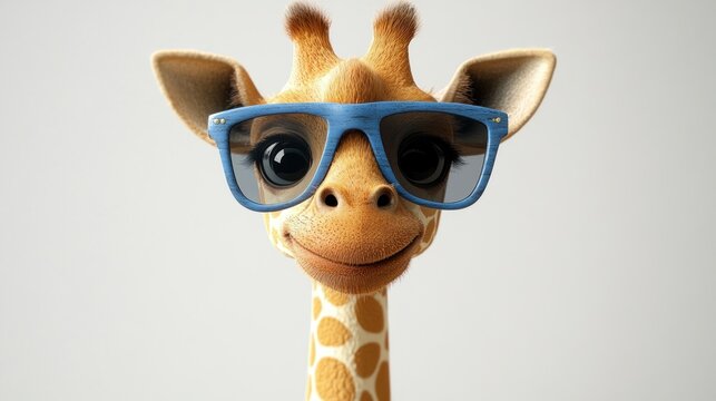 Adorable Giraffe in Cool Shades: A Fun 3D Render