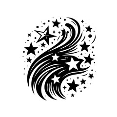 Celestial Burst: Black & White Starry Design