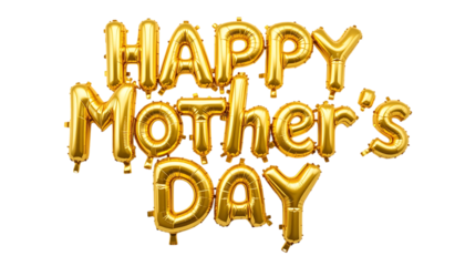 Golden balloon text Mother’s Day png