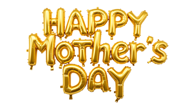 Golden balloon text Mother’s Day png