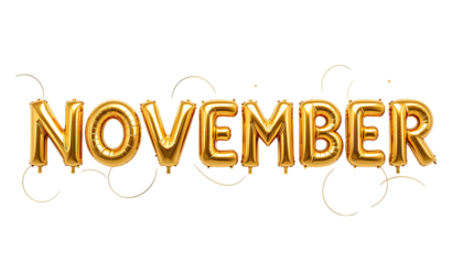 Golden balloon text NOVEMBER png
