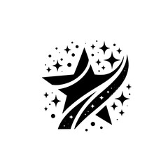 Dynamic Star Burst Emblem: Black & White Abstract Icon