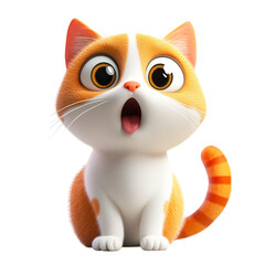 Fototapeta premium Surprised Cartoon Cat with Orange and White Fur 