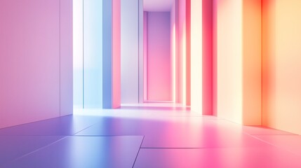 Minimalist interior with soft gradient lighting, evoking calm and modern elegance.