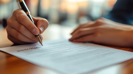 Close-up of a Person Signing an Important Document