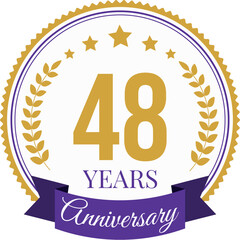 Logo 48 Years Anniversary Celebration Design Template.