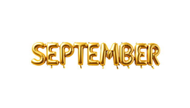 Golden balloon text SEPTEMBER png